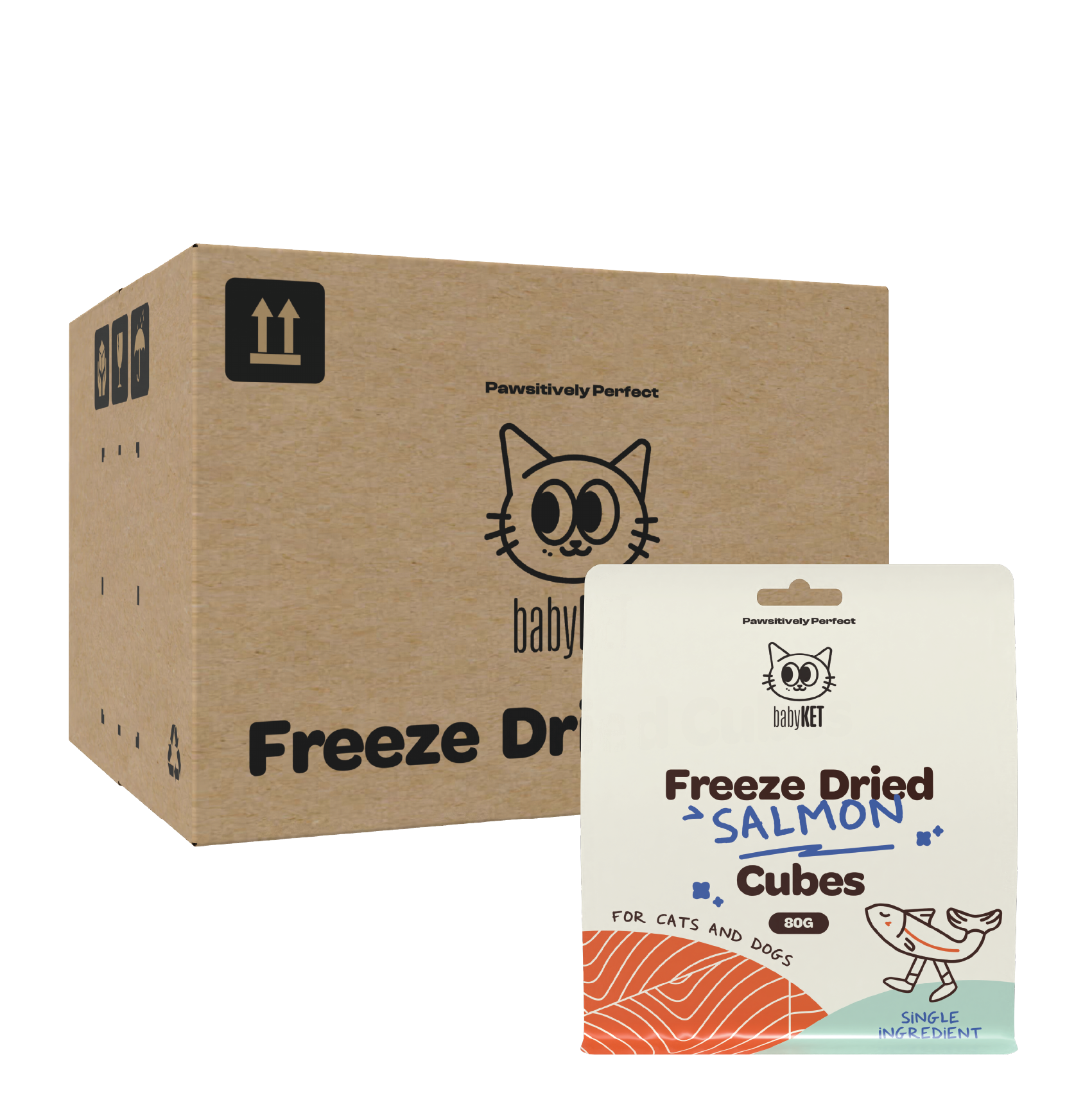 babyKET Freeze Dried Salmon Cubes in Carton (25 x 80g)